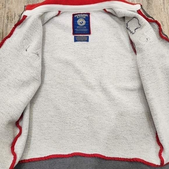 VTG Abercrombie & Fitch Sweat Jacket, Gray/Rd, Mens Small (listing as) - Picture 3 of 8